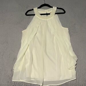 Adiva sleeveless chiffon drape top with beaded neckline size M good condition